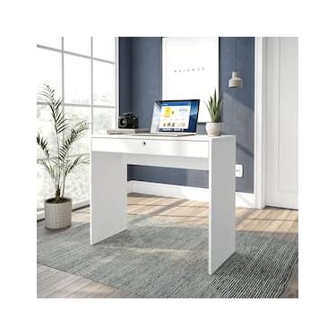 Imagem de Mesa Escrivaninha Politorno Conquista 1 Gaveta MDP Compacta Corrediça Metálica Pintura UV