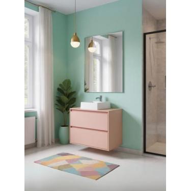 Imagem de Gabinete para Banheiro com Cuba e Espelheira 80cm Mdf Rosa Dubai - On 