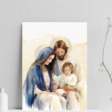 Imagem de Placa Decorativa Sagrada Família, MDF 3mm, 20x28cm, Arte Religiosa