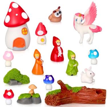 Imagem de Weysat 15 peças mini acessórios de jardim de resina estatuetas de animais pequenos figuras em miniatura kit de ornamentos de micro paisagem para bricolage minúsculo favor de jardim casa de fadas vaso