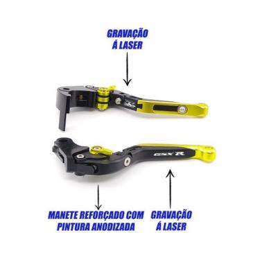 Imagem de Manete Esportivo Moto GSXR 750 GSXR 1000 LASER DUPLO - NoBrand, Preto 