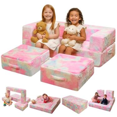 Imagem de Cvortll Sofá modular infantil, sofá de brincar para crianças e crianças, sofá dobrável conversível, 3 em 1 com espuma de alta densidade para sala de jogos e móveis de quarto para meninos e meninas