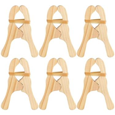 Imagem de Simgoing 6 Pcs Wooden Play Clips for Kids Montessori and Waldorf Fort Building Clips Kit Play Silk Clips Giant Wooden Handmade Fort Clips for Play Building Blankets Silk