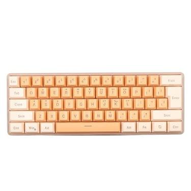 Imagem de Mini Teclado, Teclado para Jogos 60 por Cento 61 Teclas Teclado para Jogos Com Fio RGB Imitado Técnica Mecânica Compacta para Digitador de Jogadores (Amarelo Laranja)