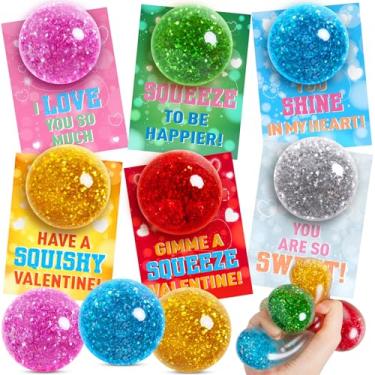 Imagem de Toidgy Valentines Day Cards for Kids School, 24 Pack Valentines Day Gifts for Kids, Valentines Cards for Kids Classroom with Stretchy Stress Balls, Valentines Party Favors Exchange Gift for Boys Girls