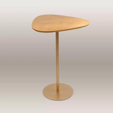 Imagem de Mesa Lateral Orgânica Up Tampo Cinamono E Metal Dourado 60 Cm