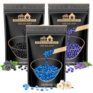 Imagem de Lifestance Contas de cera, 3 pacotes de contas de cera dura (lavanda, camomila e amora) perfeitas para qualquer aquecedor de cera, contas de cera para depilação em todo o corpo, biquíni, axila, braço