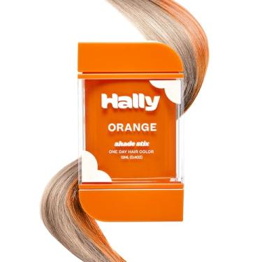 Imagem de Hally Hair Tintura de cabelo temporária, Shade Stix (laranja) - Acessórios de maquiagem de Halloween para crianças, adolescentes e adultos - 12 ml de giz de cabelo lavável e tintura para festivais