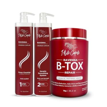 Imagem de I Belli Capelli Ravenna Keratina Profissional B-tox para Cabelos - Cirurgia Capilar, Alisamento, Tratamento B-tox Capilar, Células-Tronco para o Cabelo - Sistema Alisante 3x1L 105.8oz