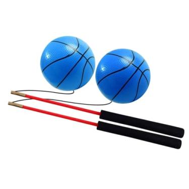 Imagem de IEUDNS Bola de exercício, bolas de fitness, alongamento de braço e ombro com haste, alças de espuma, jogo de arremesso manual para parque, adultos e crianças, Azul