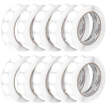 Imagem de Perco Etiquetas adesivas brancas perfuradas de 2,5 cm — 10 rolos, 10.000 adesivos redondos — com adesivo permanente para gerenciamento de inventário, codificação de cores, vendas de garagem