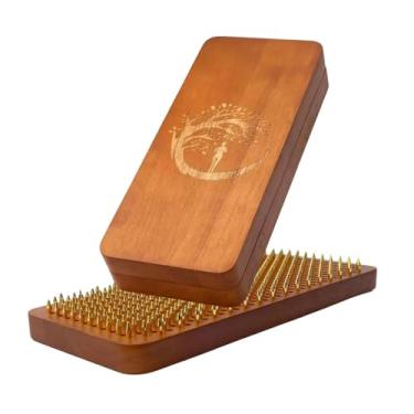 Imagem de Generic Tábua de 2 peças para acupressão e meditação, portátil, versátil, 32x13x4 cm, tábua de ioga de madeira com pregos