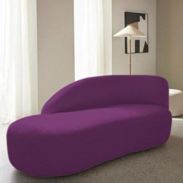 Imagem de Divã Recamier Curvo Luna 160cm Lado Esquerdo Suede Roxo - Amarena Móve