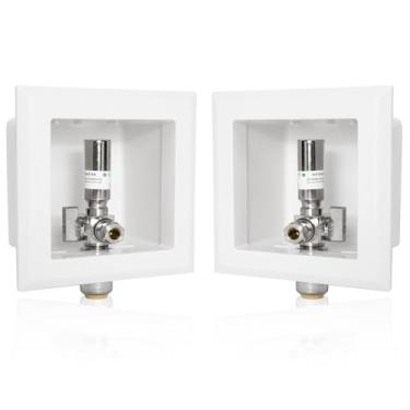 Imagem de (1 pacote) Caixa de saída para lava-louças GUOFIS Push to Connect com válvula de esfera de 1/4 volta, entrada de conexão push-fit de 1/5.1 cm com prendedor de martelo de água de cobre