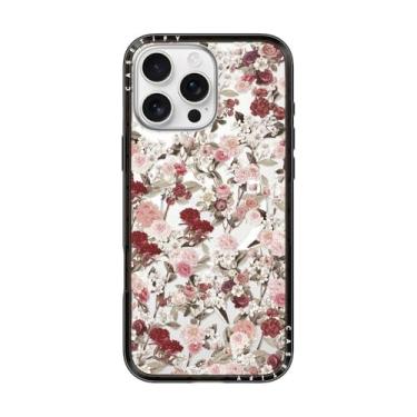 Imagem de CASETiFY Capa compacta para iPhone 16 Pro Max [fina e elegante/compatível com Magsafe/1,2 m. Proteção contra quedas de nível militar] - Vintage Flower Monday - Preto transparente