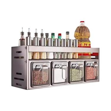 Imagem de Prateleira De Temperos Multifuncional Para Cozinha, Sem Perfuração, Pa