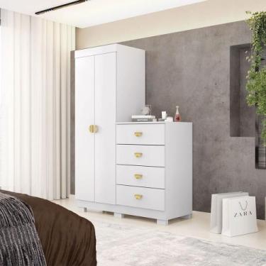 Imagem de Cômoda Roupeiro Allure 4 Gavetas 2 Portas com Prateleiras Branco G98 -