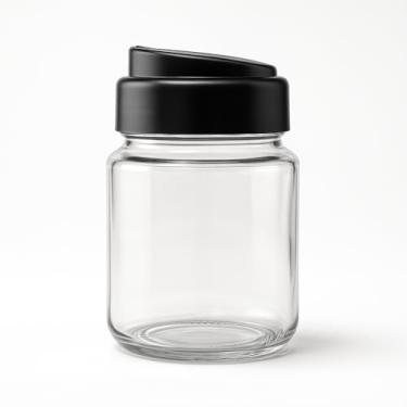 Imagem de Kit 10 Unidades Açucareiro de Vidro 240 Ml com Tampa de Plástico 9cm x 7cm (Preto)