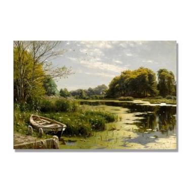 Imagem de NHLDZYH Pinturas a óleo famosas, (paisagem 07) por Peder Mork Monsted, reprodução impressa em tela, arte de cenário para decoração de sala de estar. Somente tela 30x45cm-11,8x17,7 pol