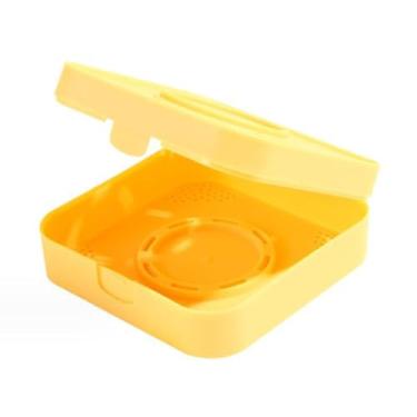 Imagem de ZJchao Recipiente De Sopro Em Pó, 3.1x3.1 X 1in Pó Puff Titulares De Armazenamento De Cosméticos Caso Vent Hole Design Ferramenta Importante para As Mulheres e Maquiador (Amarelo)