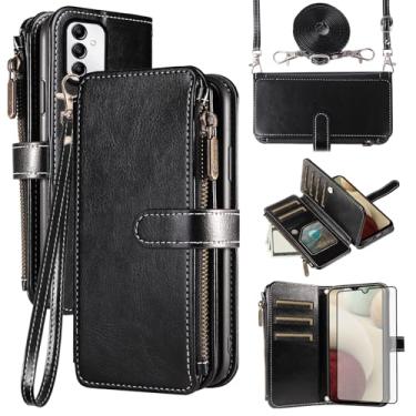 Imagem de Asuwish Capa de telefone para Samsung Galaxy A14/M14 5G capa com protetor de tela de vidro temperado e cordão com zíper carteira suporte para cartão suporte acessórios de celular A 14 4G 14 A 14 M G5