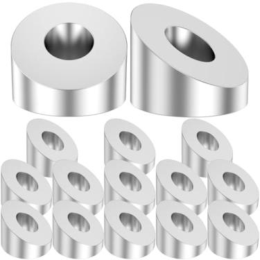 Imagem de Tzdxfgl Pacote com 15 arruelas chanfradas de ângulo de 30 graus, arruelas de ângulo de identificação de 1/10.2 cm, ferragens invisíveis de trilhos de cabo de aço inoxidável para terminais de escada de