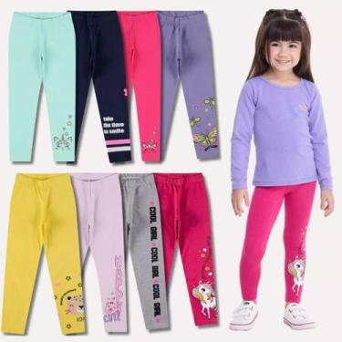 Imagem de Kit Sortido de 4 Calças Leggings de Cotton Meninas Roupa Infantil meni