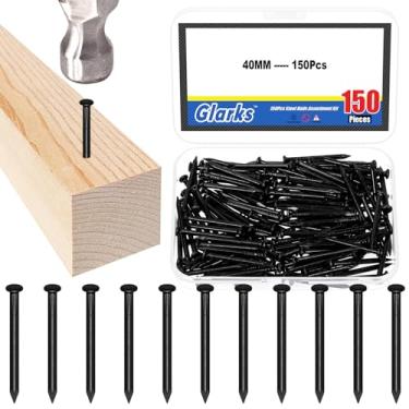 Imagem de Glarks 150 peças de pregos de aço de tijolo de 40 mm, pregos de hardware de aço carbono preto, pregos de acabamento, pregos para pendurar com imagem e trança, pregos de madeira, pregos de cimento para