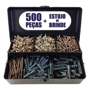 Imagem de Parafusos E Buchas Chipboard Marceneiro Mdf Kit 500 Unidades - NoBrand