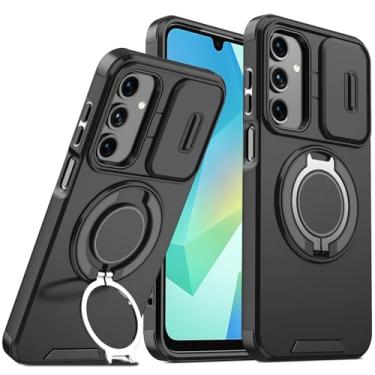 Imagem de Anlalish Capa compatível com Samsung A56 5G com suporte, capa de telefone resistente à prova de choque para Samsung Galaxy A56 5G com capa de câmera (preto)