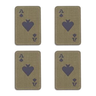 Imagem de AHANDMAKER 4 peças de adesivos Ace of Spades, adesivos táticos bordados engraçados que brilham no escuro adesivos táticos para roupas, mochilas, jeans, jaquetas, chapéus, coletes, uniformes, verde