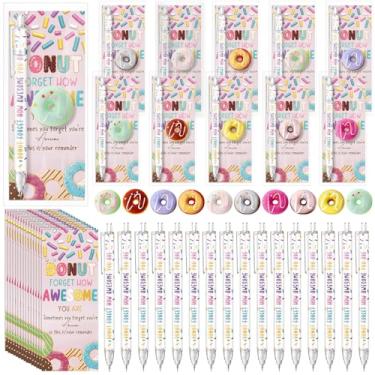 Imagem de Sinload 60 conjuntos de presentes de agradecimento de funcionários a granel donuts lembrancinhas de festa inspiradoras incríveis lapiseira donuts bola de estresse e cartão de agradecimento positivo