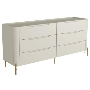 Imagem de Cômoda Para Quarto Closet Orgânica 6 Gavetas Pés Industrial Dourado Bliss I03 Luna - Lyam Decor