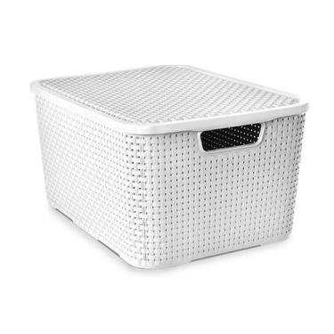Imagem de Caixa Organizadora Rattan com Tampa 7 Litros Branca Arqplast