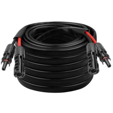 Imagem de Cabo solar 8AWG – Cabo de extensão de painel solar de 3 m, fio fotovoltaico de calibre 8 com manga protetora retardante de chamas, conector impermeável fêmea e macho para trailer, sistemas