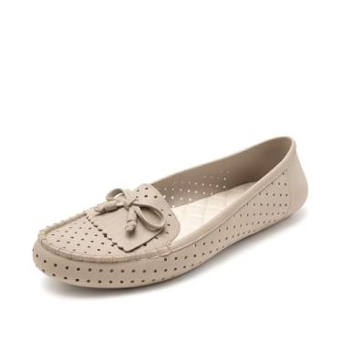 Imagem de Sapatilha Mocassim Feminina Clássica, Sintético, Preta, Design Perfurado com Laço, Confortável para Uso Diário, Antiderrapante, Numeração 33-39 (Bege, BR, Adulto, Numérico, 37)