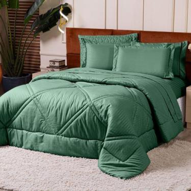 Imagem de Kit Edredom Mônaco Fitado Percal Soft 300 Fios com Fronhas KING 03 Peç