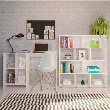Imagem de Conjunto Escrivaninha Matrix e Estante Book com Diversos Nichos - Arte