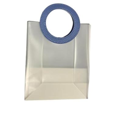 Imagem de 5 A 20 Sacola Pequena Plástica Embalagem Transparente Fosca Presente Alça (AZUL REDONDA,16 SACOLAS)