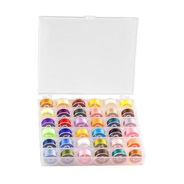 Imagem de Baoblaze Bobinas de linha pré-enroladas com caixa de bobinas, carretéis de costura doméstica, recipiente de ferramentas, organizador de linhas, Linha de 36 Cores