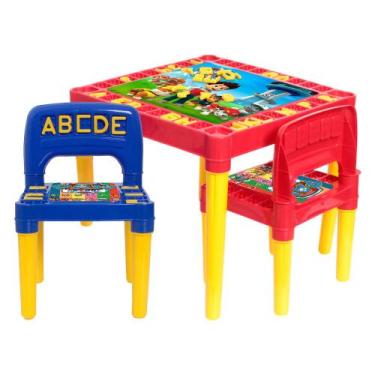 Imagem de Mesa Infantil Com Cadeira Atividades Letras Patrulha Canina - Tritec