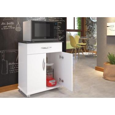Imagem de Fruteira Cozinha Armário 2 Portas 1 Gaveta Microondas Balcão Preto - C