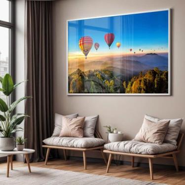 Imagem de Quadro com Moldura e Acrilico Cristal Vidro Sala Quarto Balões Capadoc