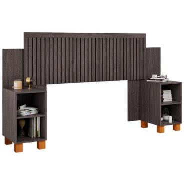 Imagem de Cabeceira Box Flex Mumbai Ripada com Mesas Laterais Nicho - Carmolar, 