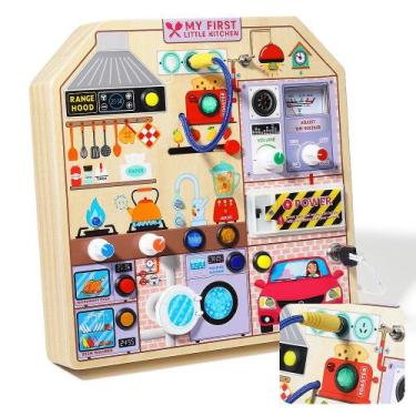 Imagem de Brinquedo sensorial de madeira Busy Board Kitchen 3-5 anos Kids JAUNTY