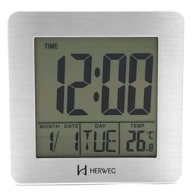 Imagem de Relógio Despertador HERWEG digital branco quadrado 2985-021
