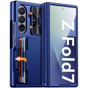 Imagem de Capa RFID Vizvera para Samsung Galaxy Z Fold 7, carteira RFID azul