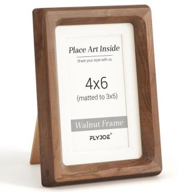 Imagem de Porta-retratos FLYJOE 10x15cm Madeira de nogueira natural com vidro