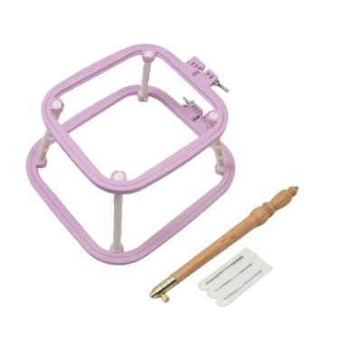 Imagem de Colaxi Suporte de mesa para bordado, bastidor para ponto cruz, camada dupla, leve, bastidor para bordado, para artesanato, acolchoamento com agulha perfurada, Roxo
