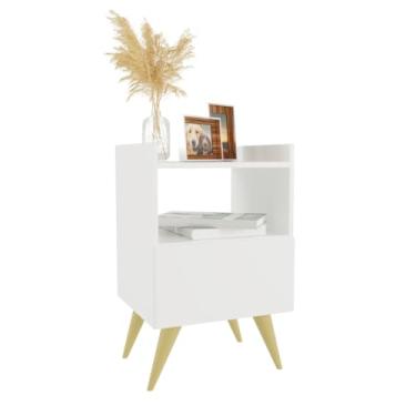 Imagem de Mesa de Cabeceira Retrô para Quarto Casal com Nicho e Pés Palito